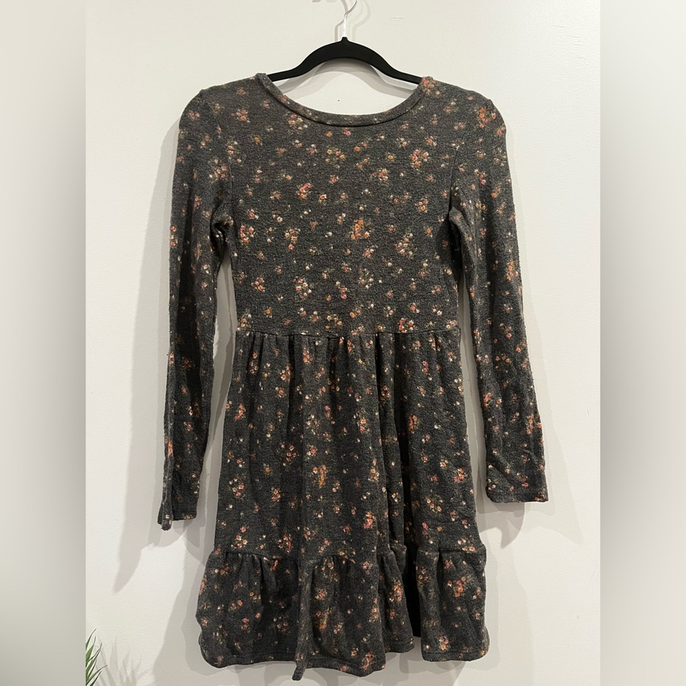 Gray + floral dress. Size S